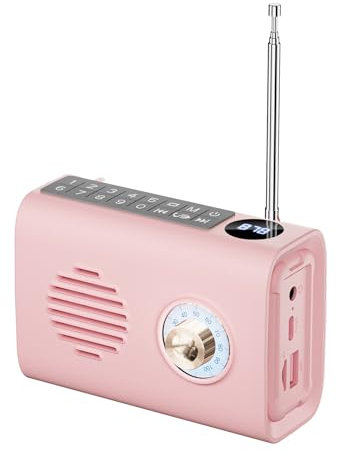 Rtauhife Mini Radio FM PortáTil Radio Solar Al Aire Libre Altavoz Bluetooth con Luz Colorida Soporte Llamada Manos -B