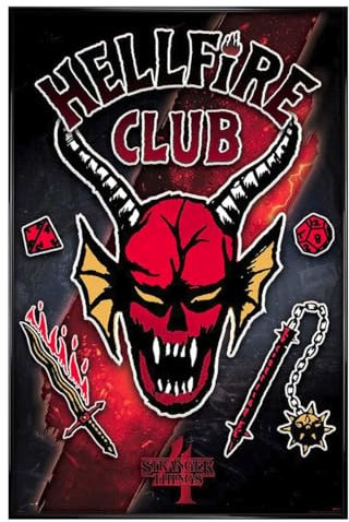 Maxi-Poster Stranger Things, glänzend, gerahmt, Hellfire Club, 61 x 91,5 cm