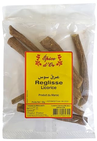 Batons de Réglisse 50g - Epice d'Or, Qualité Premium, Idéal Infusion & Mastication, Sans Sucre, Origine Maroc