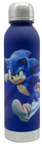 ms móvil shop Botella Reutilizable Sonic 750 ml – Diseño Infantil – Plástico sin BPA con Tapa Metálica – Ideal para Escuela, Deporte o Viajes – Apta para Niños y Fans del Personaje