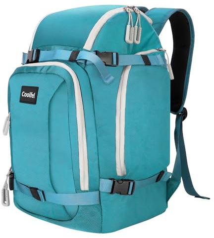Coolfel Skischuhtasche mit Helmfach und Rucksackgurten, 50L Skirucksack mit Helmtasche, Skischuhrucksack Skitasche Skisack für Skistiefel Schlittschuhe Inline-Skates Snowboard