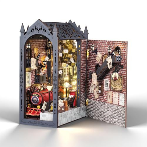 Cuteefun DIY Book Nook, Maison de Poupée Miniature avec LED -Train Magique