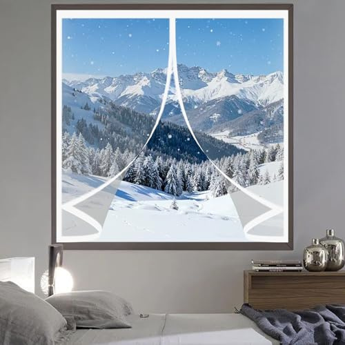 Wärmeschutzvorhang 72 x 54 cm Geräuschisolierung Winddicht Wasserdicht Haustierfreundlich, Isolierter Vorhang Thermo für Küche Balkone, Schlafzimmer, A
