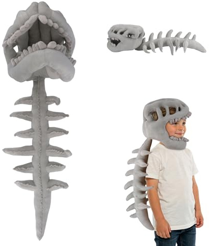Mikovivi Tragbares Skelett Dinosaurier Kostüm für Kinder, Dinosaur Skeleton Costume Dino Skelett 3D-Spinosaurus-Knochen-Plüschoutfit mit für Halloween und Kostümpartys