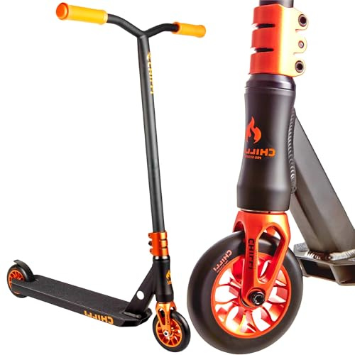 Chilli Pro Reaper Stunt Scooter für Park & Street. Trick Roller für Anfänger & Profis H=84cm Schwarz/Orange