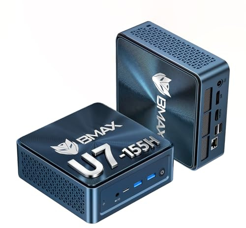 BMAX AI Mini PC B11 Power, Intel Core Ultra 7 155H | 24GB LPDDR5 + 1TB NVMe SSD, Mini PC Windows 11 Pro mit NPU | 2.5G LAN | 4K Triple Display | WiFi 6, für Videobearbeitung/Gaming/Office/Home