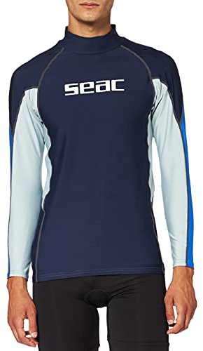 SEAC RAA Long EVO Camiseta para Snorkeling y Natación con Protección UV, Hombre, Azul Claro, XL