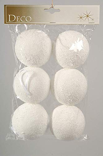 Fiico 6 Weihnachtsbaumkugeln Schneebälle - Weihnachtsbaumschmuck - Glas - Weihnachten