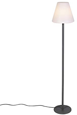 Qazqa - Moderne AußenStehleuchte I Stehlampe I Standleuchte I Lampe I Leuchte dunkelgrau - Virginia I Außenbeleuchtung I Wohnzimmer - Edelstahl Rund I Länglich - LED geeignet E27