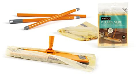 Perfetto Pulipolvere Scopa Catturapolvere + Retine-con Manico 3 Pezzi, Zucca, Cm 130