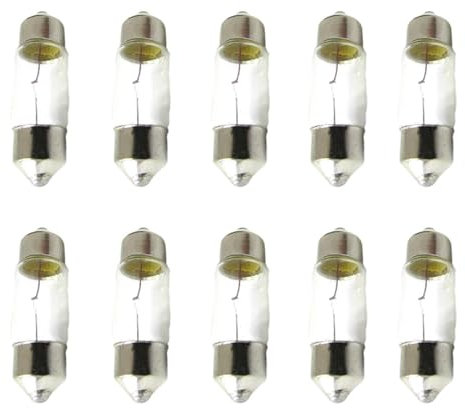 CARALL 10 Pezzi Lampadine Alogene Siluro T11 C5W 31mm 12V 5W, Ricambi Lampade 12V Per Auto e Moto