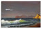 120x80cm Leinwandbild auf Keilrahmen Ölgemälde Meer Strand Felsen Sonnenuntergang Wandbild auf Leinwand als Panorama