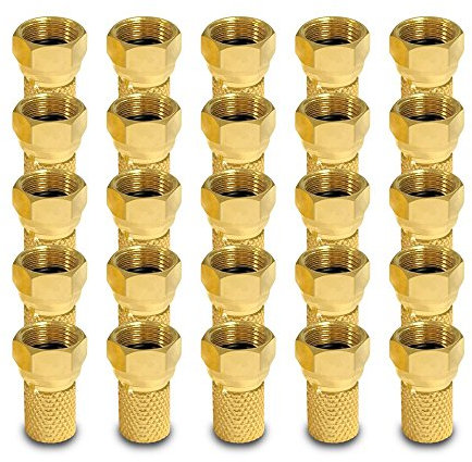 ARLI 25 F-Stecker vergoldet 7 – 7,4 mm – Sat Antennen TV Koaxialstecker mit breiter Mutter & Dichtring | Für LNB Multischalter Receiver Antennentechnik