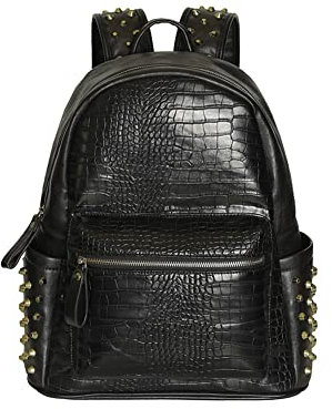 DokinReich Damen Herren Rucksack PU Leder Rucksack Damen Leder Tasche Backpack Schulrucksack mit Mode Nieten Design