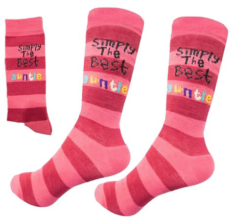 SHATCHI Women's Shatchi One Size Simply The Best Novelty Socks for Father Mother s Day Uncle Auntie Nana Brother Sister Bo, Simply The Best Auntie, One Size UK