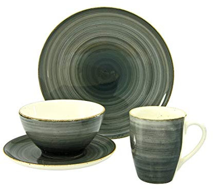 Creatable 20811, Serie Brush Nordic, Geschirrset, Single Set 6 teilig, Steingut, ´´ Stein´´