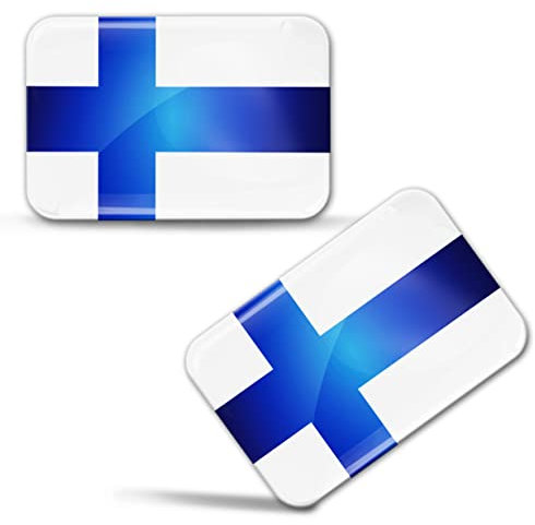 Biomar Labs 2 x Aufkleber 3D Gel Silikon Stickers Finnland Finland Finnische Flagge Fahne Flag Auto Motorrad Fahrrad Fenster Tür PC Handy Tablet Laptop F 60