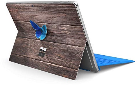Skins4u Slim Premium Skin Klebeschutzfolie Tablet Schutzfolie Cover für Microsoft Surface Pro 7 Skins Aufkleber Butterfly Wood