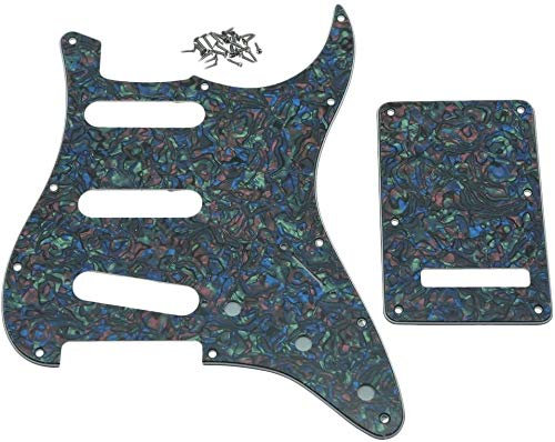 Dopro 11 Hole Strat SSS Pickguard ST Back Plate Trem Cover for USA/Mexican FD Strat Abalone Pearl