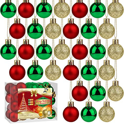 Ruisita 36 Pieces 30 mm Christmas Balls Decoration Shatterproof Christmas Tree Baubles Mini Christmas Hanging Ball for Holiday Wedding Party Decoration