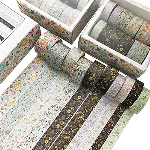 SWECOMZE 10 Rollen Washi Tape Set, Dekoratives Klebeband, DIY Papier Tape, Masking Tape Klebebänder Set (A)