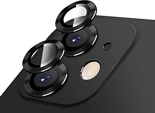 LucBuy Protecteur D'objectif D'appareil Photo pour iPhone 12/12 Mini, HD Verre Trempé Alliage d'aluminium Anneau Cercle Film de Protection D'écran,Anti-rayures Autocollant Protecteur D'objectif