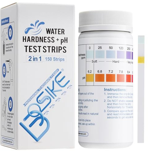 Bosike 150 pH Wert & Wasserhärte Teststreifen - 2 in 1 Wasser Härtetest für Spülmaschiene, Pool & Spa - Härtegrad Messen Test