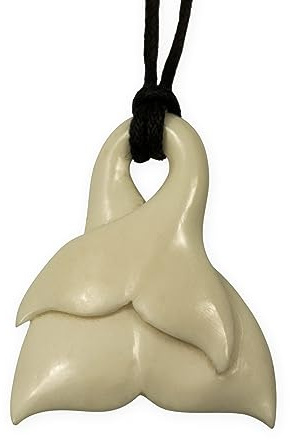 Fly Style Kettenanhänger aus Knochen - Anhänger Kette Walflosse Fluke Motiv - Surfer Kette für Frauen und Männer