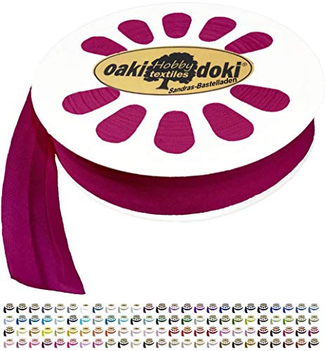 Sandras-Bastelladen 20m Schrägband/Einfassband Baumwolle Uni gefalzt Breite 20mm 766-Pink
