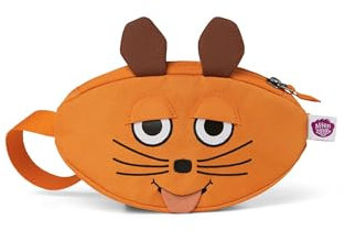 Affenzahn Bauchtasche in Form Einer Maus, in der Farbe orange, Reißverschluss, Name auf ausziehbare Zunge, AFZ-HIP-001-041