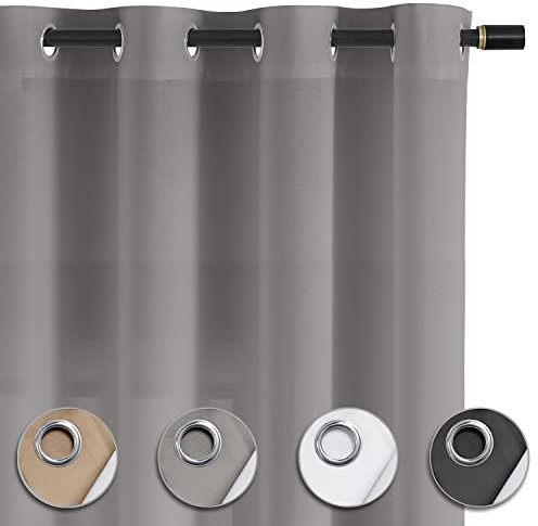 wometo Vorhang mit 8 rostfreien Metall Ösen Blickdicht OekoTex 140x245 Türvorhang Ösenvorhang - grau