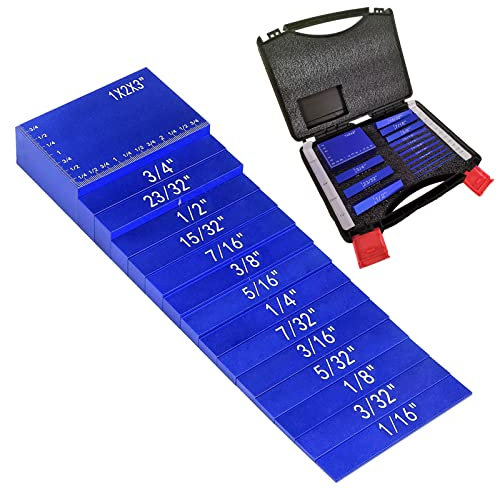 15Pcs Setup Blocks Height Gauge Set, Precision Blue Aluminum Setup Bars for Router and Table Saw Accessories Woodworking Set Up