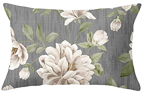 Kissenbezüge,graue rosa Blume 30x50cm/12x20in Rechteck Kissenbezug Kurzer Plüsch Doppelseitig Bedruckt Zierkissen mit Unsichtbarem Reißverschluss Sofakissen,für Wohnzimmer Couch Schlafzimmer und Auto