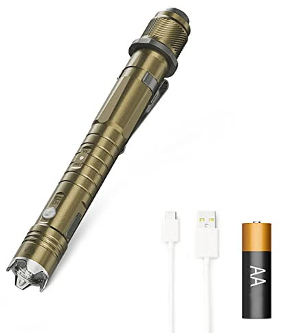 RovyVon H3 Pro Taschenlampe mit Doppelschalter, eingebautem Akku und kompatibel mit AA austauschbarer Batterie, taktische Taschenlampen wasserdicht 5 Modi für Survival Kit, Campingausrüstung