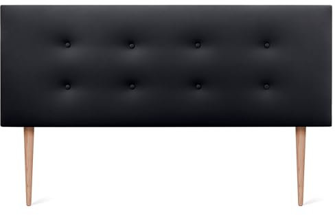 DHOME Tête de lit en Similicuir ou en Tissu AQUALINE Pro avec 2 rangées de Boutons et de Pieds Tête de lit de Luxe rembourrée (160x105cm avec Pieds (Lits 150/160), Similicuir Noir)