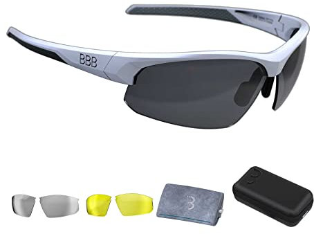 BBB Cycling Fahrradbrille Fahrrad Sonnenbrille Herren und Damen Coole Sportbrille Schnellbrille Radbrille Radsportbrille Sport Sunglasses Men and Women MTB und Rennrad Impress BSG-58T Matt Weiß