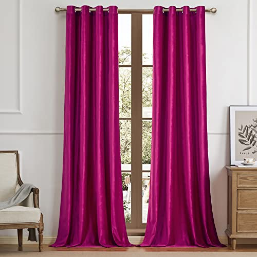 BULBUL Samt-Fenstervorhänge für Wohnzimmer, 304,8 cm Länge, 2 Paneele, Hot Pink, Verdunkelungsvorhang, wärmeisoliert, Raumverdunkelung, Dekoration, Ösenvorhänge für Schlafzimmer