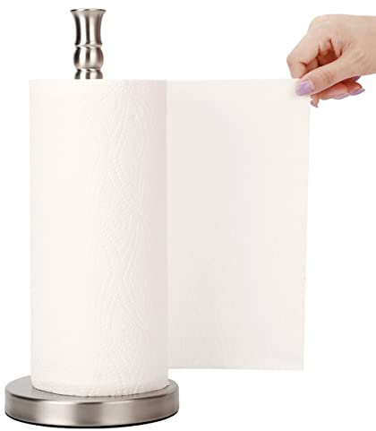 Sfemn Papierhandtuchhalter Arbeitsplatte, beschwerter Boden für Einhandreißen, freistehender Papierhandtuchhalter, Edelstahl, Papierhandtuchspender für Küchenarbeitsplatte (gebürstetes Nickel -1)