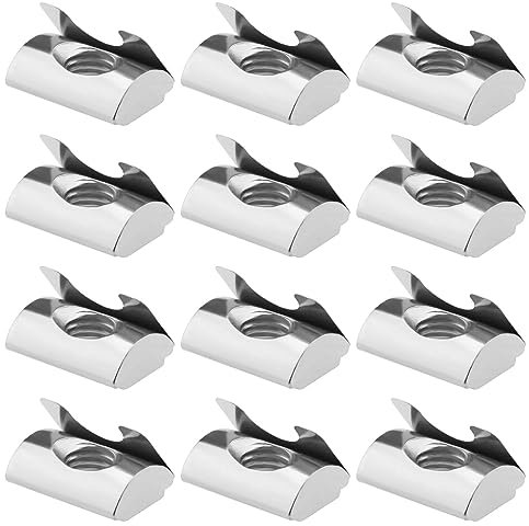 50 tuercas de ranura en T con hoja de resorte para perfiles de aluminio serie 4040 estándar europeo M8 rosca interna 8 mm profundidad de ranura de acero al carbono