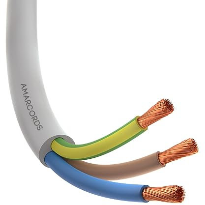 Amarcords - Câble électrique tripolaire section 3x2,5mm, couleur: BLANC. Câble d'alimentation rond type H05VV-F, 30 mètres