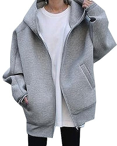 LAZIRO Damen Herbst Und Winter PersöNlichkeit Feste Farbe Mode StraßE Pullover ReißVerschluss Langarm Tasche Kapuzenpullover