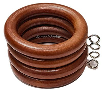 Anelli in legno di quercia naturale da 38 mm, con occhiello a vite per tende, occhielli scorrevoli per bastoni da 35 mm, confezione da 12 anelli in legno