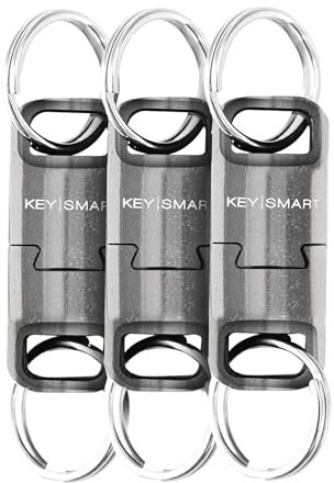 KeySmart MagConnect Pro Magnetic Key Holder for Purse, Key Chains for Car Keys - Detachable Key Ring Quick Release Keychain for Men - Mens Key Chain Rings Heavy Duty Key Ring - Titanium EDC (3-Pack)
