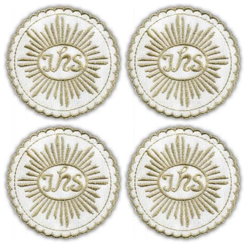 Host IHS Aufnäher/Abzeichen/Emblem, Blassgold, Schwarz, Klettverschluss-Rückseite, 4 Stück