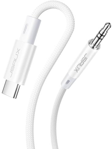 JSAUX USB C auf Klinke AUX Kabel 1M, USB C zu 3,5mm Jack Auto Kopfhörer Adapter Nylon Geflochtene Aux Kabel kompatibel mit iPhone 16/15 Pro Max, Galaxy S24/S23/S22 Ultra, iPad Pro, Pixel, Huawei P40