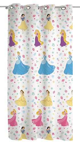 Princess, Vorhang mit Ringen, Vorhang für Kinderzimmer, Vorhang für Innenräume, 140 x 290 cm, Disney Prinzessinnen, offizielles Produkt, Einzelpaneel