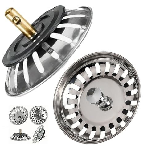 Tappo lavandino cucina - tappo lavello di cucina 80 mm Universale -Perni 25 e 30mm Inclusi - tappi lavandino cucina -filtro lavandino per cucina e una guarnizione