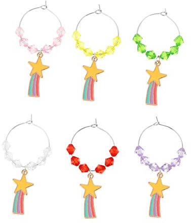 Cabilock 12 Pz Cerchio di Bicchiere di Vino Marcatori di Bevande a Calice Bevanda Hawaiana Bere Ninnoli Etichette dei Marcatori di Bevande Bicchieri da Vino Estivi Cocktail Plastica