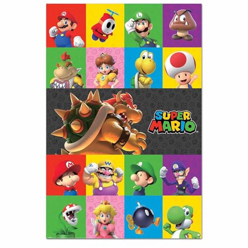 Close Up Nintendo Super Mario Poster | All Characters | Gaming Plakat | Für Gamer, Zocker | Iconic & Nostalgisch | Wandposter Maße 61x91,5 cm