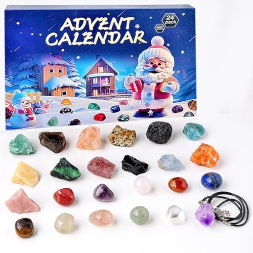 Calendario dell'Avvento 2025 con cristalli per bambini – 24 giorni calendario dell'Avvento, giocattolo calendario dell'Avvento 2025 con 24 cristalli, conto alla rovescia, calendario dell'Avvento per